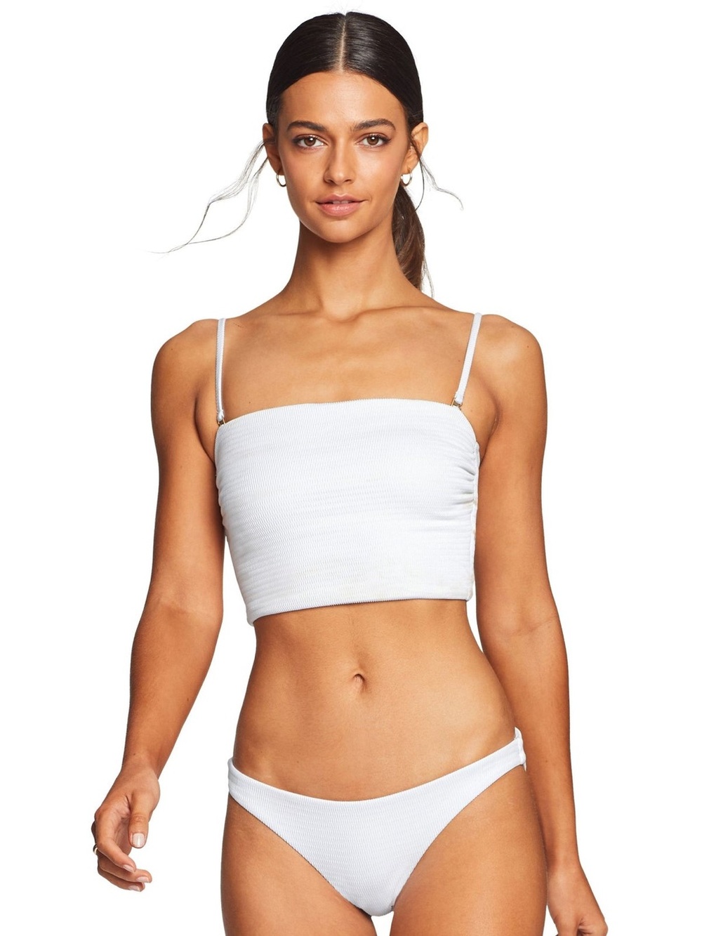 Vitamin A Ava Bandeau Bikini Top in White EcoTex NWT Women’s Size 4/XS
